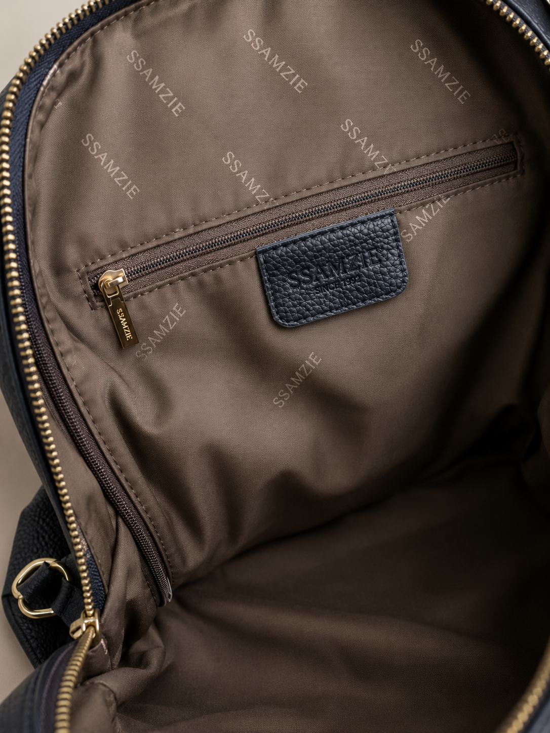 Ssamzie Black Croc-Embossed Backpack