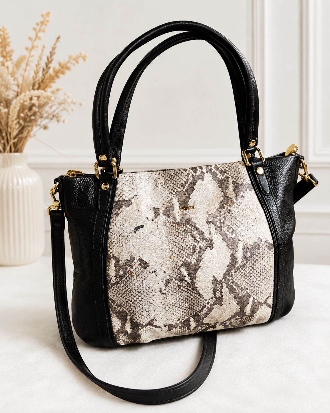Elegance Paris Snakeskin-Print Structured Tote Bag