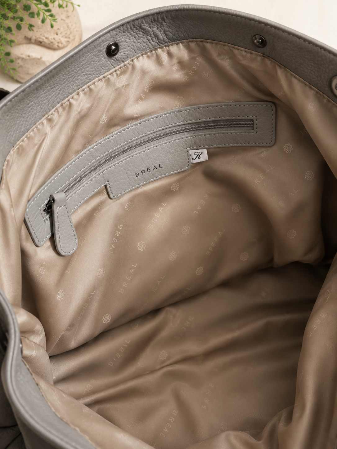 BREAL Grey Leather Shoulder Bag