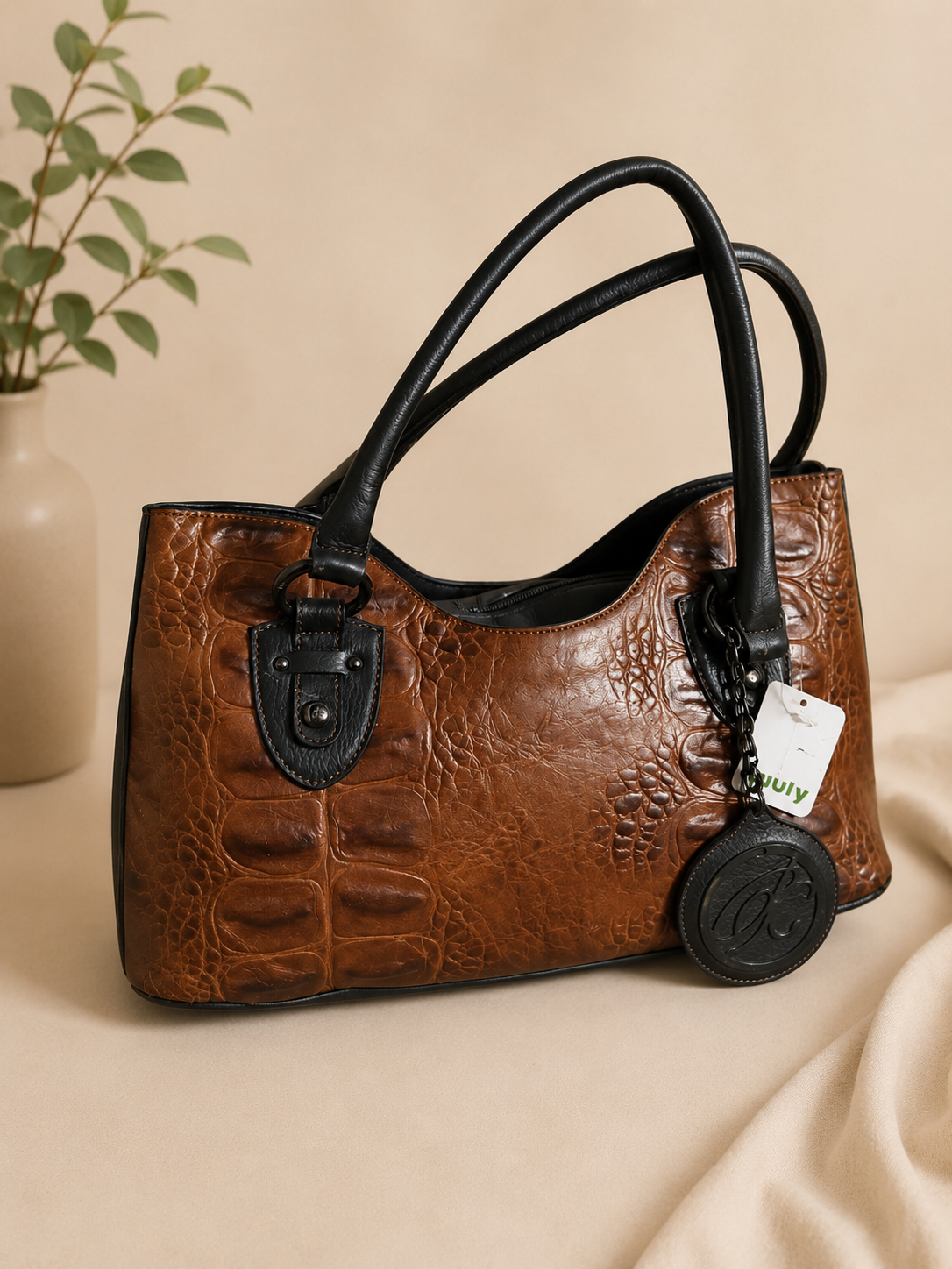 Pierre Cardin Genuine Leather Croc-Embossed Tote Bag