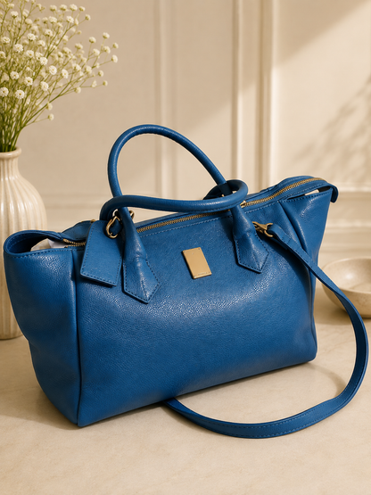 Couronne Blue Structured Handbag