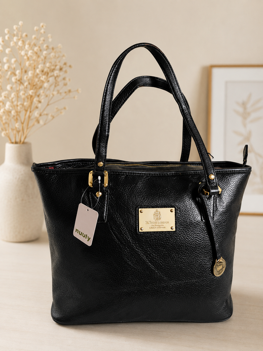 St. Scott London Black Textured Tote Bag