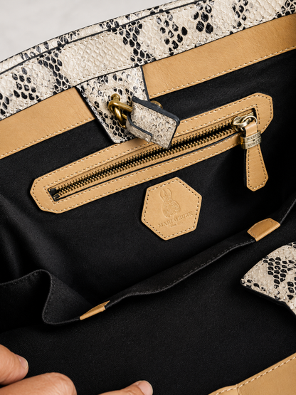 Marja Kurki Cream Snake-Print Handbag