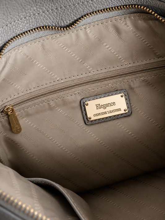 Elegance Paris Grey Shoulder Bag with Bow Charm