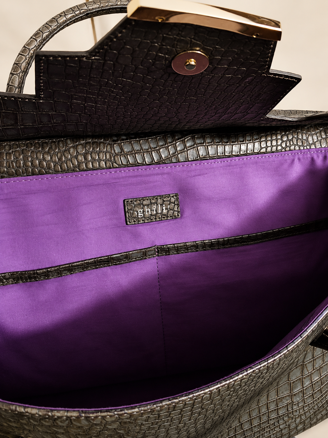 Ghiller Croc-Embossed Structured Tote Bag