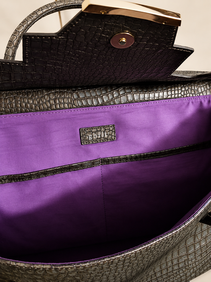 Ghiller Croc-Embossed Structured Tote Bag