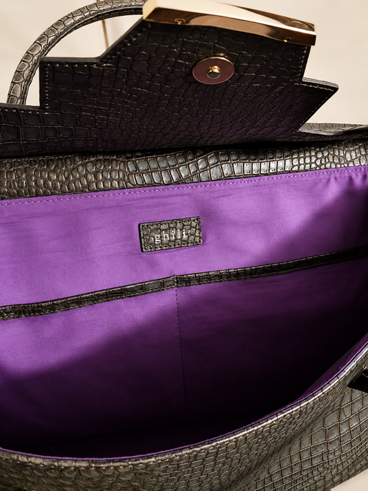 Ghiller Croc-Embossed Structured Tote Bag