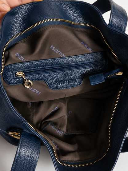 Ssamzie Navy Checkerboard Tote Bag