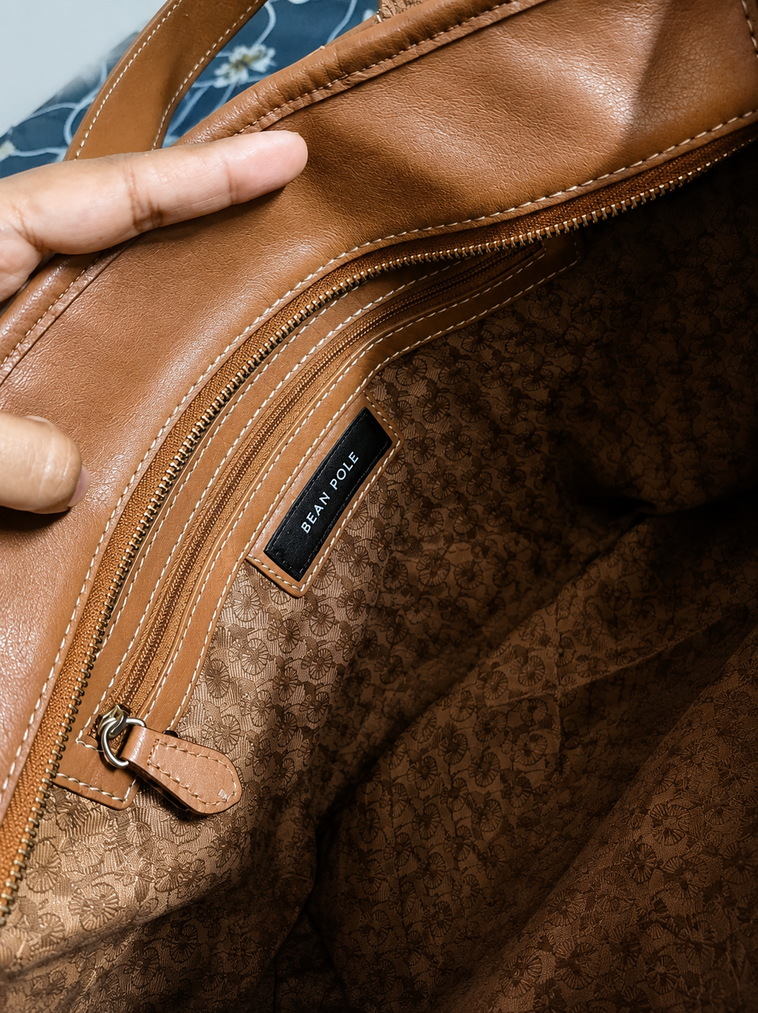 Beanpole Cream & Brown Check Tote Bag