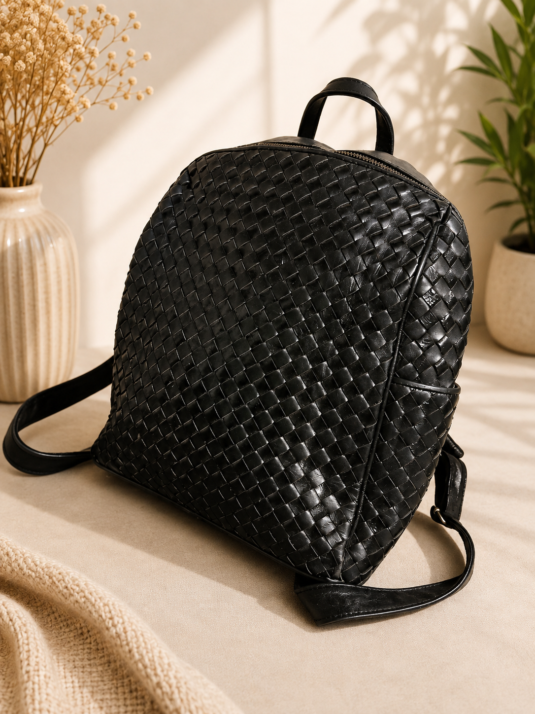 Black Woven Backpack – Premium Thrift Collection