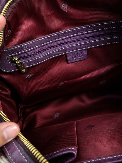 DAKS London Check Pattern Handbag with Burgundy Trim