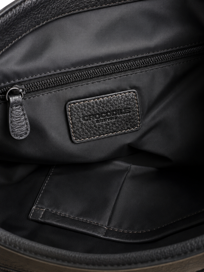Crocodile Black Textured Tote Bag