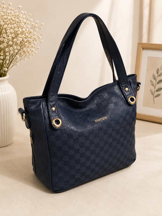 Ssamzie Navy Check Tote Bag – Thrift Collection